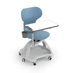 Sedia Mia Table Su Ruote Con Porta Zaino - Mis. 7 - Grigio Blu Per Ambienti Scolastici Innovativi