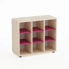 Mobile Kubò Betulla 9 Caselle H 75 Cm Ripiani Fucsia | Conforme CAM