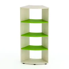 Mobile Scuola Kubò Betulla Curvo 60 Gradi H 150 cm. Ripiani Verde Kiwi - Conforme CAM