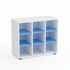 Mobile Scuola Kubò Bianco – 9 Caselle con Ripiani Blu Orizzonte H 75 cm | Conforme CAM