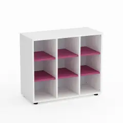 Mobile Scuola Kubò Bianco – 9 Caselle con Ripiani Fucsia H 75 cm | Conforme CAM