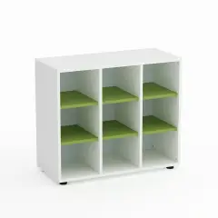 Mobile Scuola Kubò Bianco – 9 Caselle con Ripiani Verde Kiwi H 75 cm | Conforme CAM