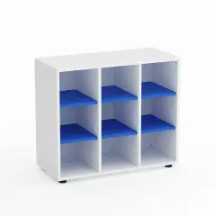 Mobile Scuola Kubò Bianco – 9 Caselle con Ripiani Azzurri H 75 cm | Conforme CAM