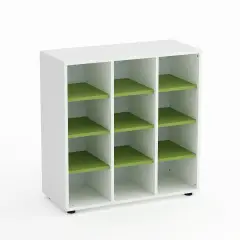 Mobile Scuola Kubò Bianco – 12 Caselle con Ripiani Verde Kiwi H 90 cm | Conforme CAM
