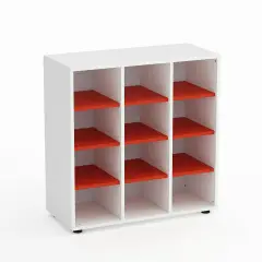 Mobile Scuola Kubò Bianco – 12 Caselle con Ripiani Rossi H 90 cm | Conforme CAM