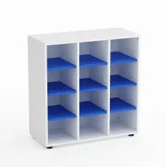 Mobile Scuola Kubò Bianco – 12 Caselle con Ripiani Azzurri H 90 cm | Conforme CAM
