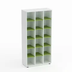 Mobile Scuola Kubò Bianco – 18 Caselle con Ripiani Verde Kiwi H 180 cm | Conforme CAM