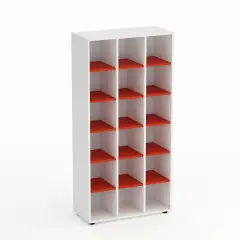 Mobile Scuola Kubò Bianco – 18 Caselle con Ripiani Rossi H 180 cm | Conforme CAM