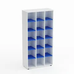 Mobile Scuola Kubò Bianco – 18 Caselle con Ripiani Azzurri H 180 cm | Conforme CAM