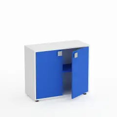 Mobile Scuola Kubò Bianco – 2 Ante H 75 cm e Ripiani Azzurri | Conforme CAM