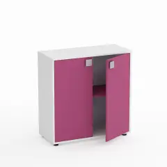 Mobile Scuola Kubò Bianco – 2 Ante H 90 cm e Ripiani Fucsia | Conforme CAM