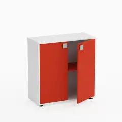 Mobile Scuola Kubò Bianco – 2 Ante H 90 cm e Ripiani Rossi | Conforme CAM
