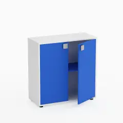 Mobile Scuola Kubò Bianco – 2 Ante H 90 cm e Ripiani Azzurri | Conforme CAM