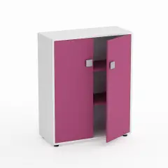 Mobile Scuola Kubò Bianco – 2 Ante H 110 cm con Ripiani Fucsia | Conforme CAM