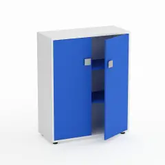 Mobile Scuola Kubò Bianco – 2 Ante H 110 cm con Ripiani Azzurri | Conforme CAM