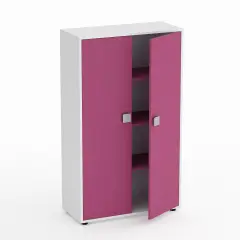 Mobile Scuola Kubò Bianco – 2 Ante H 150 cm con Ripiani Fucsia | Conforme CAM
