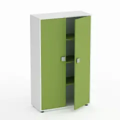 Mobile Scuola Kubò Bianco – 2 Ante H 150 cm con Ripiani Verde Kiwi | Conforme CAM