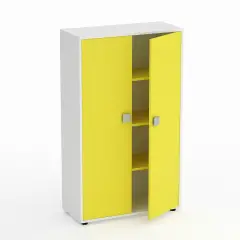 Mobile Scuola Kubò Bianco – 2 Ante H 150 cm con Ripiani Gialli | Conforme CAM