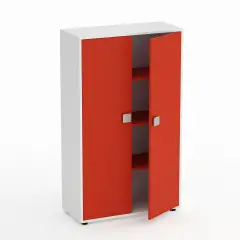 Mobile Scuola Kubò Bianco – 2 Ante H 150 cm con Ripiani Rossi | Conforme CAM