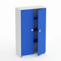 Mobile Scuola Kubò Bianco – 2 Ante H 150 cm con Ripiani Azzurri | Conforme CAM