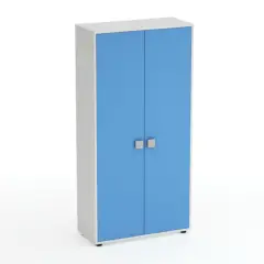 Mobile Scuola Kubò Bianco – 2 Ante H 180 cm e Ripiani Blu Orizzonte | Conforme CAM