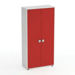Mobile Scuola Kubò Bianco – 2 Ante H 180 cm e Ripiani Rossi | Conforme CAM