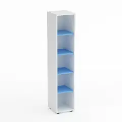 Mobile Scuola Kubò Bianco – Colonna 5 Vani con Ripiani Blu Orizzonte H 180 cm | Conforme CAM