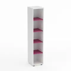 Mobile Scuola Kubò Bianco – Colonna 5 Vani con Ripiani Fucsia H 180 cm | Conforme CAM