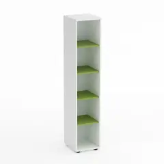 Mobile Scuola Kubò Bianco Colonna 5 vani 180 cm. Ripiani Verde Kiwi - Conforme CAM