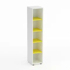 Mobile Scuola Kubò Bianco – Colonna 5 Vani con Ripiani Gialli H 180 cm | Conforme CAM