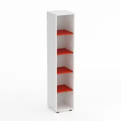 Mobile Scuola Kubò Bianco Colonna 5 vani 180 cm. Ripiani Rosso - Conforme CAM