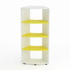 Mobile Scuola Kubò Bianco Curvo 60° H 150 cm con Ripiani Gialli | Conforme CAM