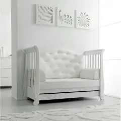 LETTO DIVANO SOFT BIANCO OPACO  CON SWAROSKI ERBESI