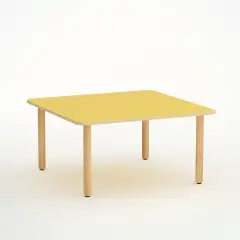 Tavolo Forma Quadrato H 52 Cm - Misura 2 - Giallo Per Scuola Dell'infanzia - Conforme CAM