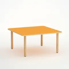 Tavolo Forma Quadrato H 52 Cm - Misura 2 - Arancio Per Scuola Dell'infanzia - Conforme CAM