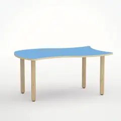 Tavolo Onda Verso H 52 Cm - Misura 2 - Blu Orizzonte Per La Scuola D'infanzia - Conforme CAM
