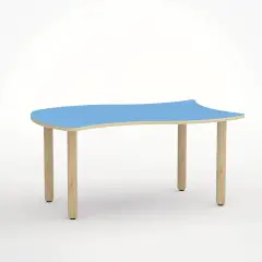 Tavolo Onda Reverso H 52 Cm - Misura 2 - Blu Orizzonte per la Scuola D'infanzia - Conforme CAM