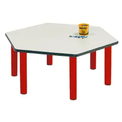 Tavolo Scuola Infanzia Color Esagonale Misura 2 Gambe Rosso