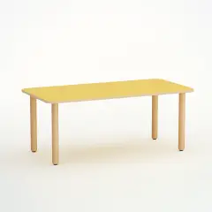 Tavolo Forma Rettangolare H 52 Cm - Misura 2 - Giallo Per Scuola Dell'infanzia - Conforme CAM