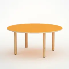 Tavolo Onda Circolare H 52 Cm - Misura 2 - Arancio  Per La Scuola Infanzia - Conforme CAM