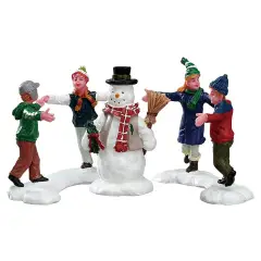 Lemax Ring Around The Snowman 52112 – Set 3 Figurine Intorno al Pupazzo di Neve