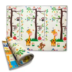 Maxi Tappeto Gioco Arrotolabile Primi Passi per Neonati e Bambini cm 200x150, Alto Spessore 1 cm