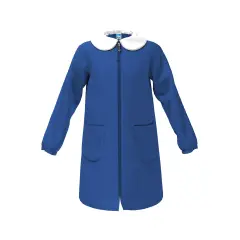 Grembiule Bambina Scuola Zip Senza Ricamo Blu 10 Anni