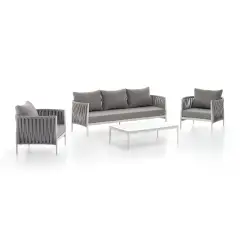 Salotto da Giardino Garda Alluminio Bianco 5 posti Salmar