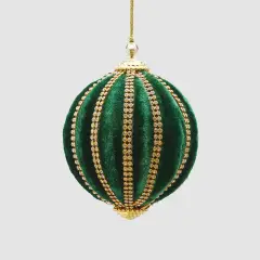 Palla di Natale Velluto Verde con Brillantini Ø10 cm EDG