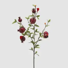 Ramo Decorativo Natalizio Melograno con Foglie Burgundy H76