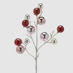 Ramo Natalizio con Palle Mix Rosa e Argento Decorazione H53