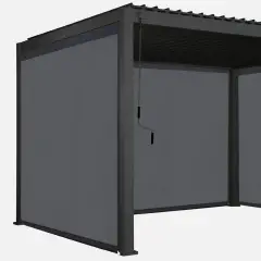 Tenda Oscurante Laterale in Textilene a Rullo da 4 Metri per Pergola Bioclimatica, Grigio