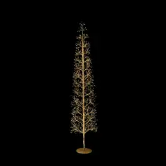 Albero di Natale Faggio Slim 1080 LED, Altezza 180 cm, Finitura Oro