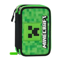 Astuccio Scuola Corredo 3 Zip Minecraft Pixel